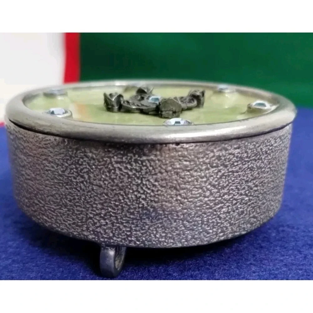 Z Gallerie AXC Metal Trinket Box with Moss Green Enameled & Jeweled Lid 3